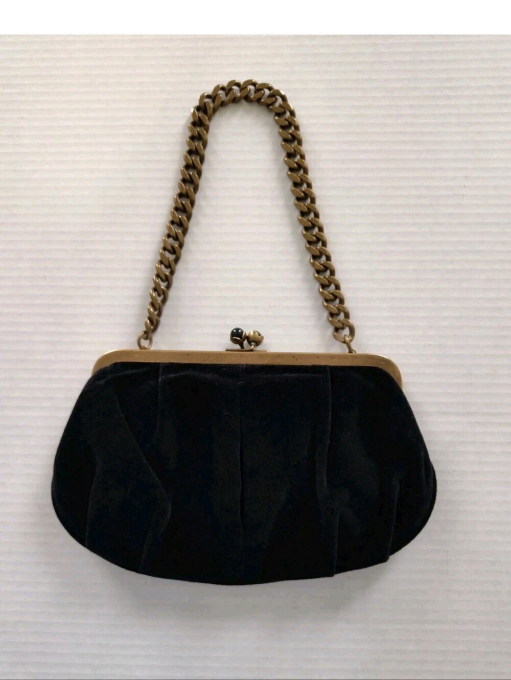 J Crew Small Black Velvet Clutch Evening Bag with Chain